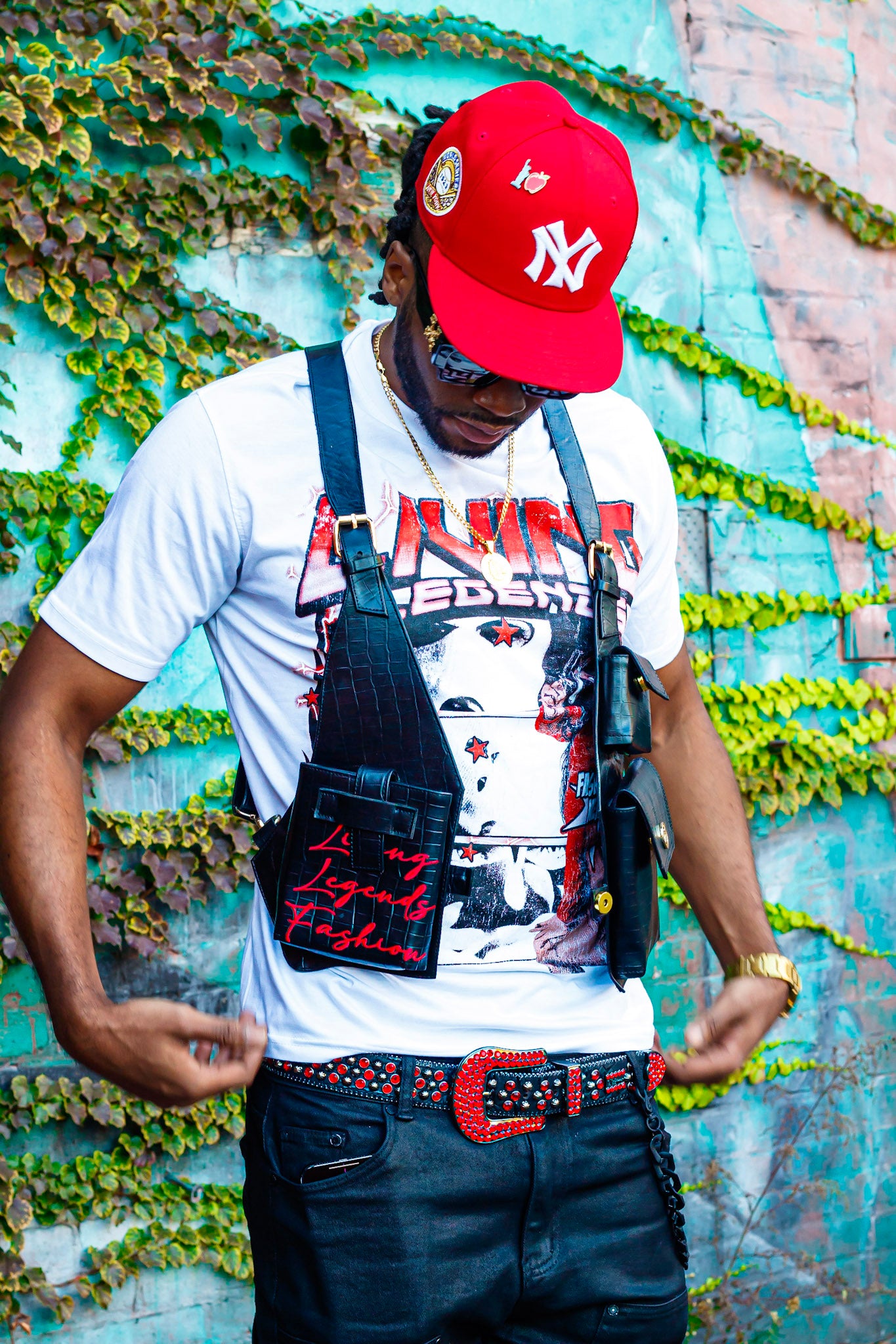 Leather croc print Holster Utility Vest