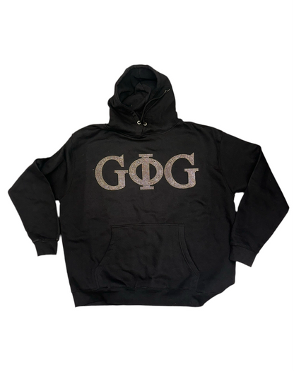 Groove Rhine stone back shield Black hoodie