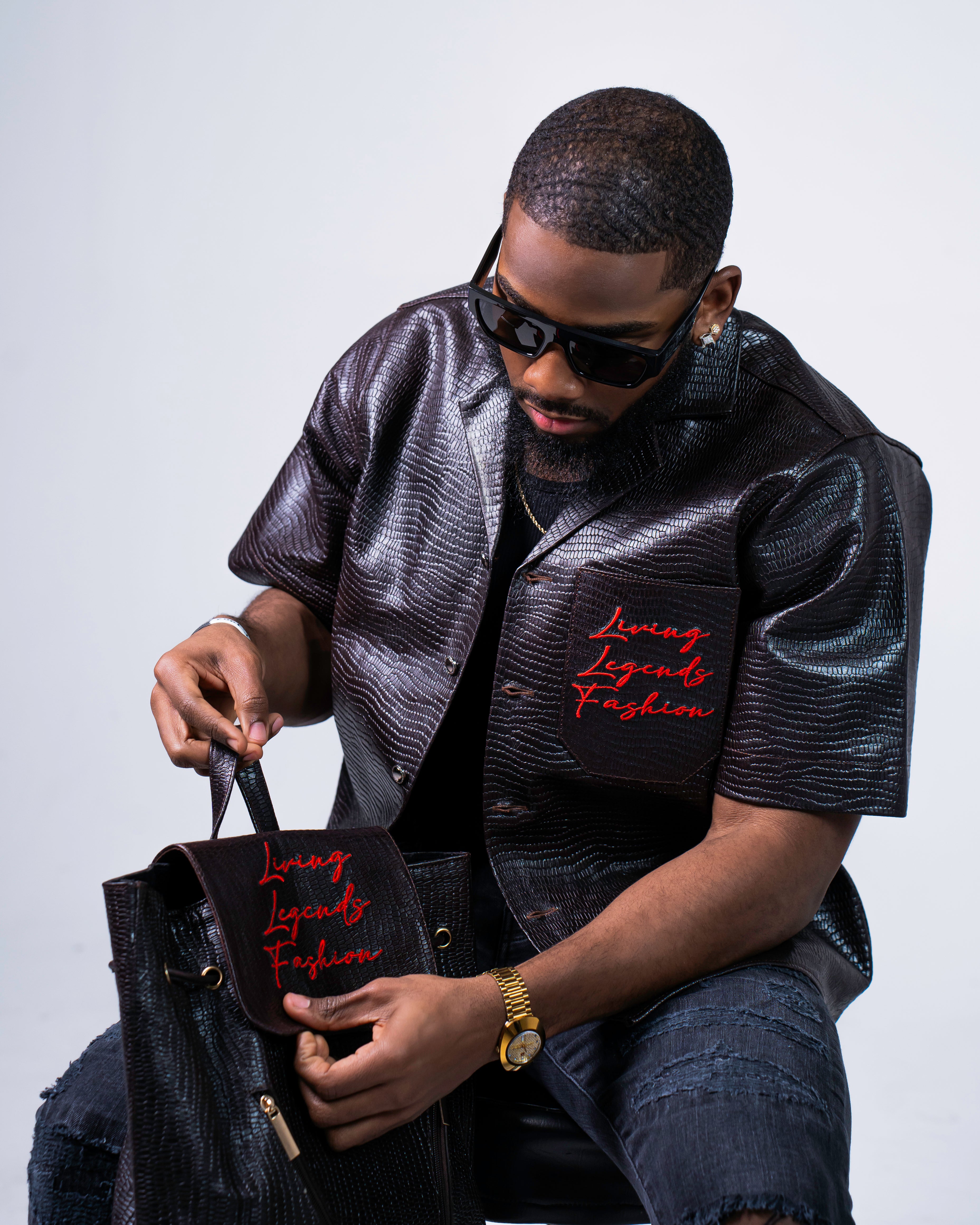 Brown Croc Leather Bookbag