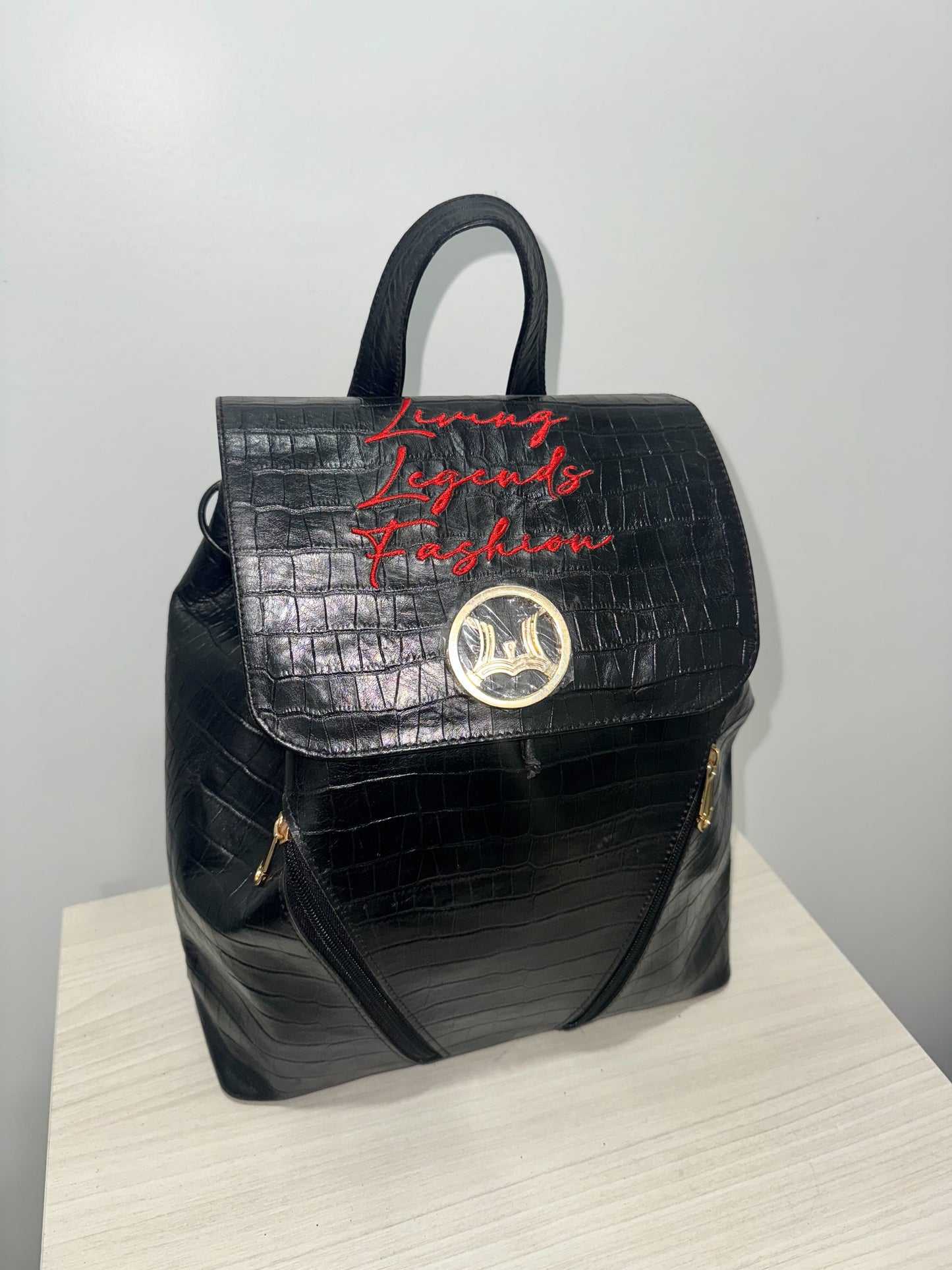 Black Leather Book Bag