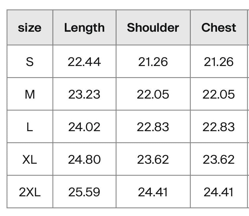 Size chart