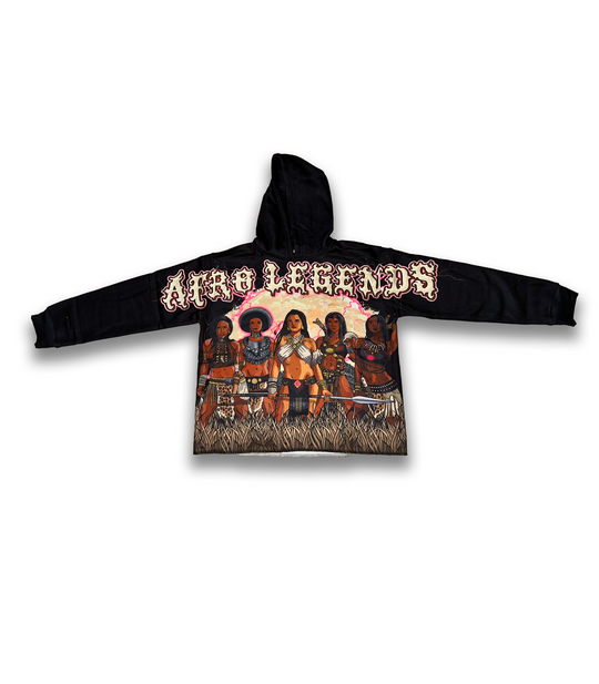 "Queen Of Queens“ Rhine Stone Hoodie (Black) - Afro Legends Collection