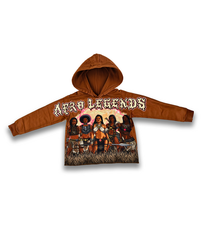 “Queen Of Queens“ Rhine Stone Hoodie (Brown) - Afro Legends Collection