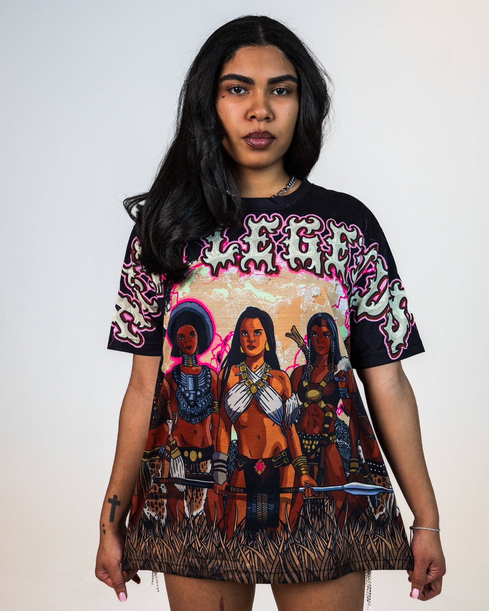 Stone Shirt “Queen Of Queens“ Rhine Stone Shirt - Afro Legends Collection