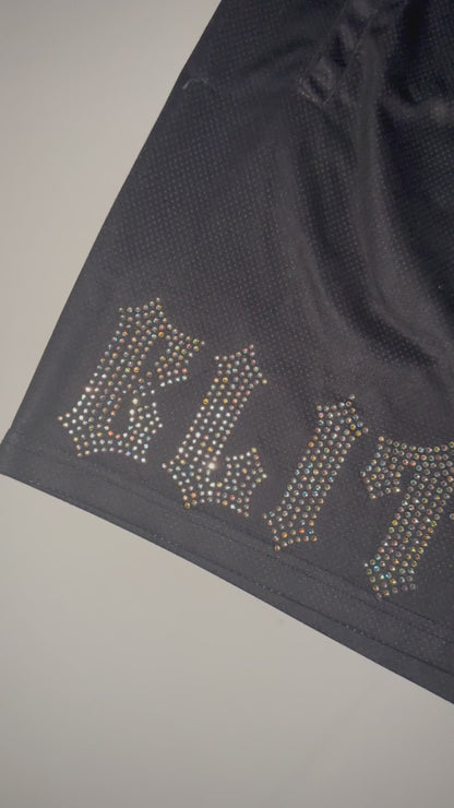 Black Elite Team Only Rhinestone Mesh Shorts